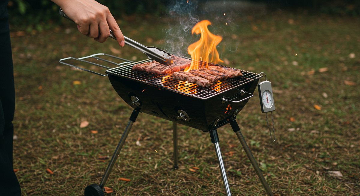 バーベキューコンロで焚き火