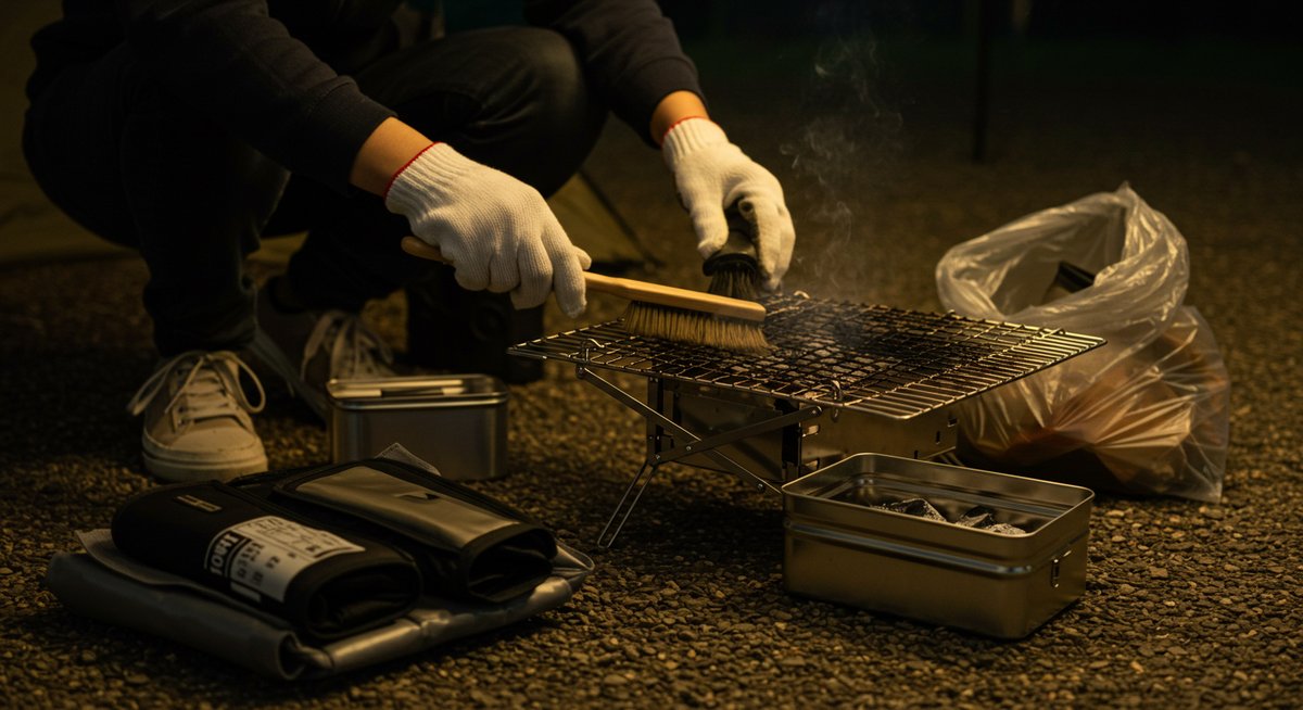 バーベキューコンロで焚き火