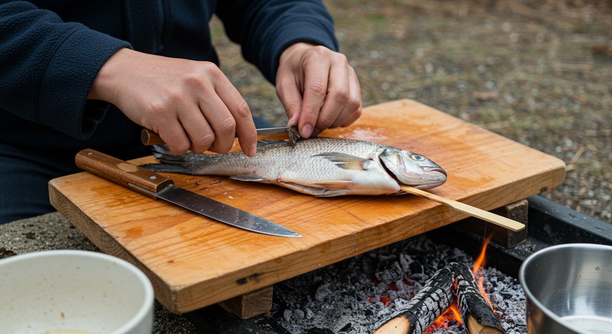 焚き火 魚 串焼き
