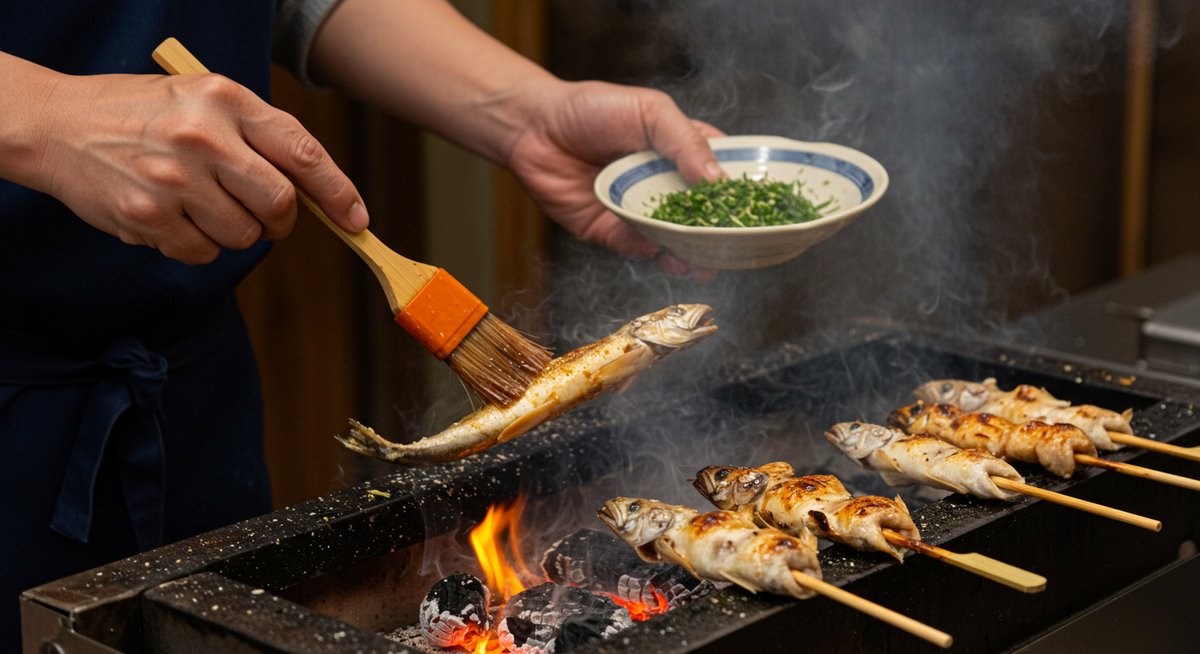 焚き火 魚 串焼き