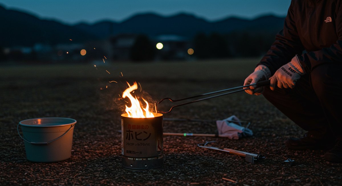 一斗缶 焚き火台 自作
