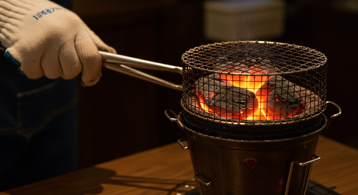 七輪 炭 火起こし