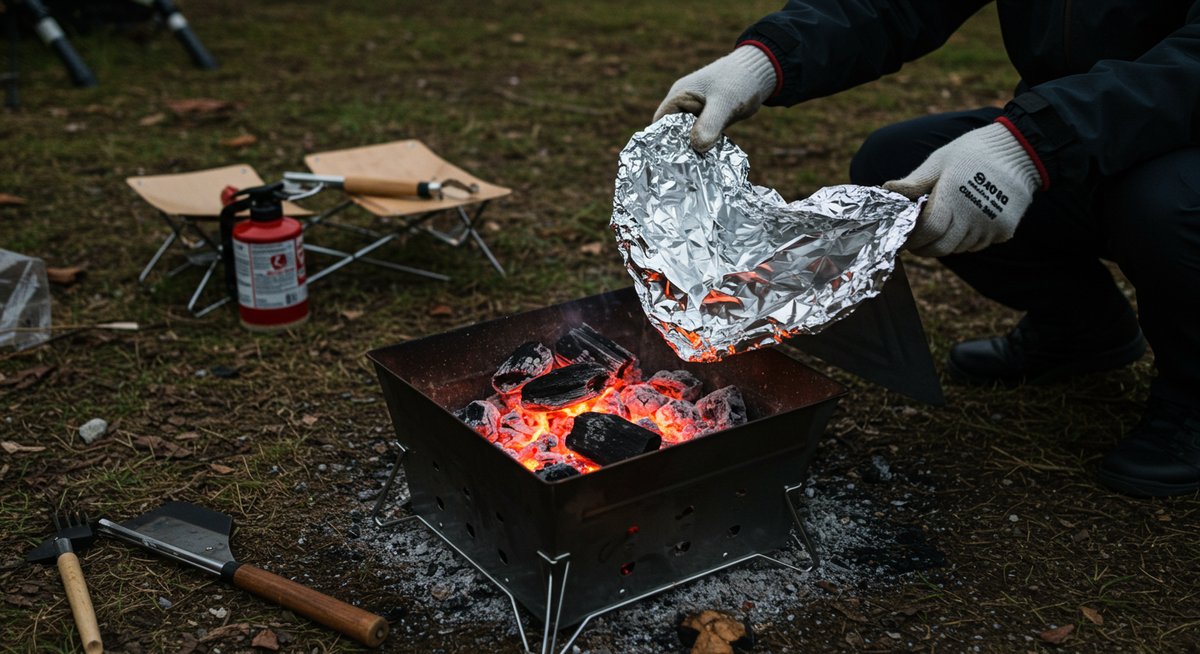 焚き火台 アルミホイル